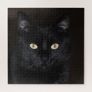 Schwarze Katzen-Porträt Puzzle