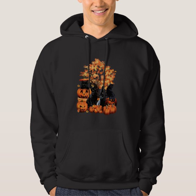 Schwarze Katzen Pumpkin Autumn Halloween Kostüm fü Hoodie (Vorderseite)