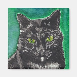 Schwarze Katzen-Quadrat-Magnet Magnet