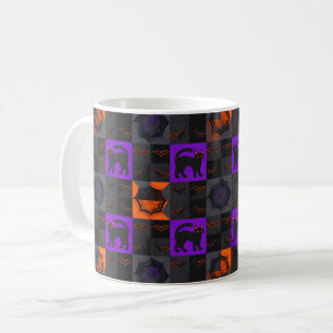 Schwarze Katzen Quadrate Halloween Kaffeetasse