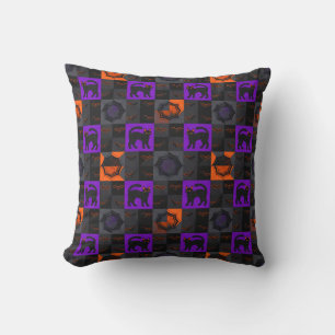 Schwarze Katzen Quadrate Halloween Kissen