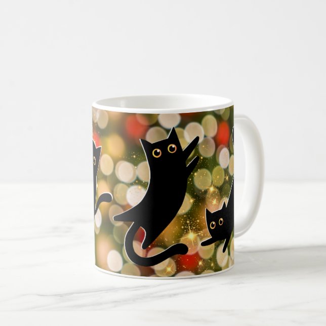 Schwarze Katzen Regel! Mini-Panther-Liebe zu Weihn Kaffeetasse (VorderseiteRechts)