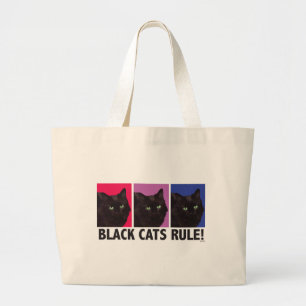 Schwarze Katzen REGEL! Riesige Taschen-Tasche Jumbo Stoffbeutel