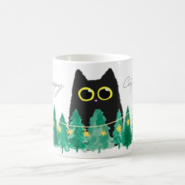 Schwarze Katzen Regel! Whiskers & Weihnachts Cheer Kaffeetasse (Mittel)