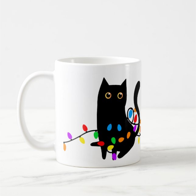 Schwarze Katzen Regel! Whiskers & Weihnachts Cheer Kaffeetasse (Links)