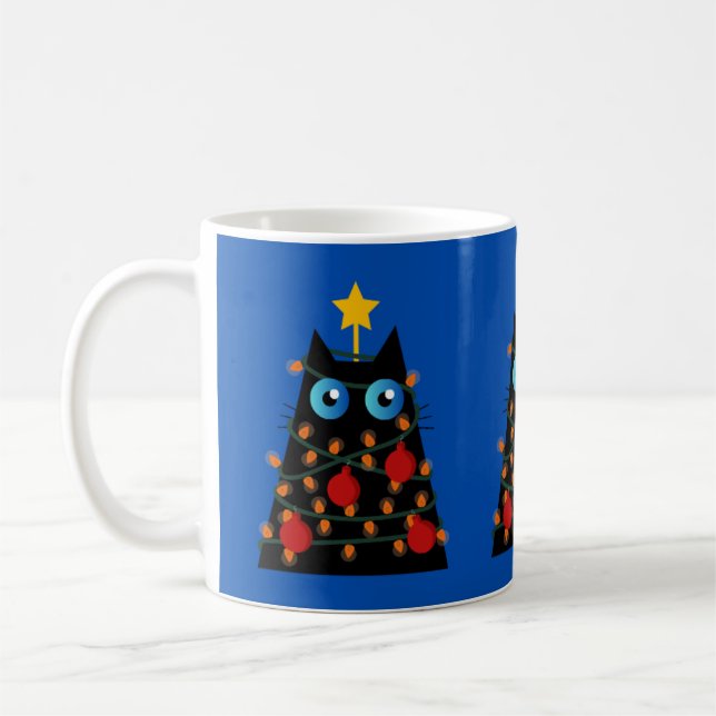 Schwarze Katzen Regel! Whiskers & Weihnachts Cheer Kaffeetasse (Links)