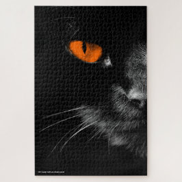 Schwarze Katzen regieren - Orange Augen Puzzle