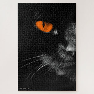 Schwarze Katzen regieren - Orange Augen Puzzle