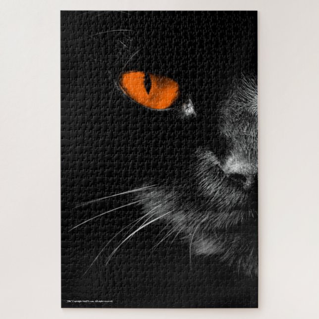 Schwarze Katzen regieren - Orange Augen Puzzle (Vertikal)