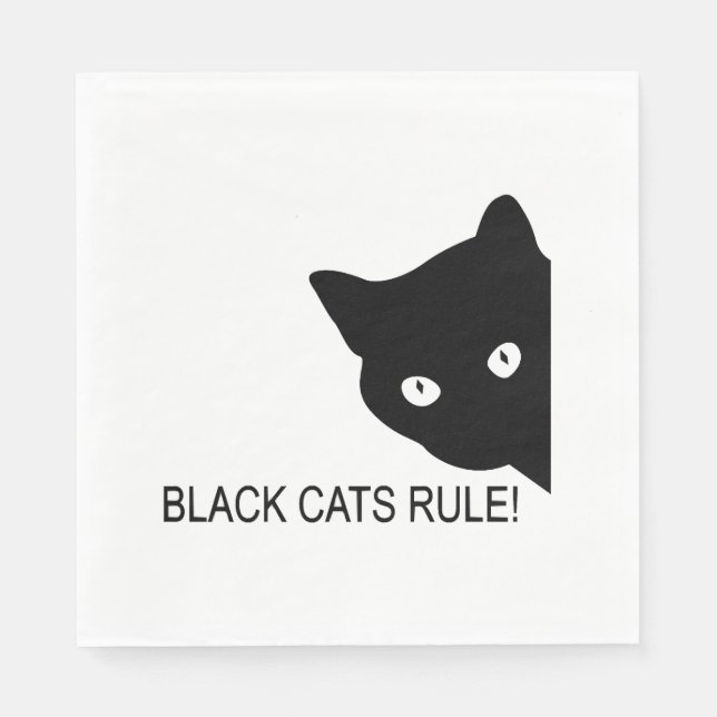 Schwarze Katzen regieren Serviette (Vorderseite)