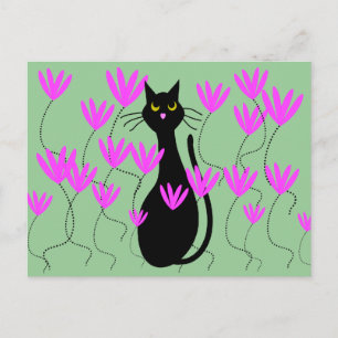 Schwarze Katzen Rosa Blume Karten