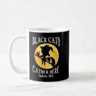 Schwarze Katzen sammeln hier Salem, MA Halloween H Kaffeetasse