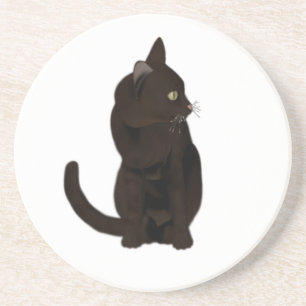 Schwarze Katzen-Sandstein-Untersetzer Sandstein Untersetzer