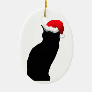Schwarze Katzen-Sankt-Verzierung Keramik Ornament