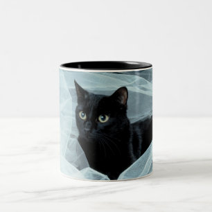 Schwarze Katzen-Schale Zweifarbige Tasse