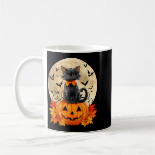 Schwarze Katzen-Schleife Kürbis Halloween Herbst M Kaffeetasse