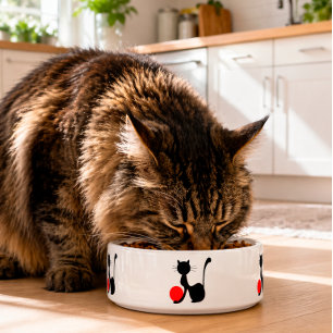 Schwarze Katzen-Schüssel Süße Katzenliebhaber-Futt Napf