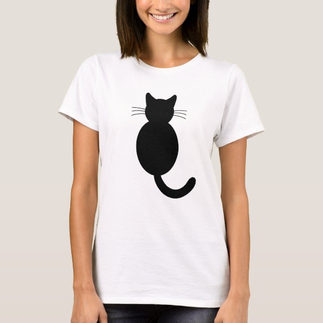 Schwarze Katzen-Shirt T-Shirt (Vorderseite)