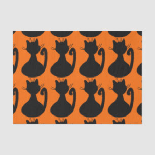 Schwarze Katzen Silhouette auf Orange Seidenpapier