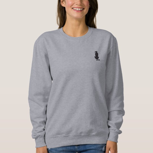 Schwarze Katzen-Silhouette Frauen graue Sweatshirt (Vorderseite)