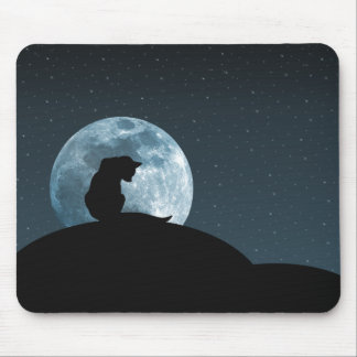 Schwarze Katzen-Silhouette Mousepad