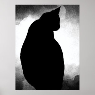 Schwarze Katzen-Silhouette-Plakat Poster