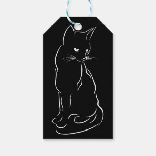 Schwarze Katzen-Silhouette sitzen   Handgezeichnet Geschenkanhänger
