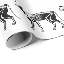 Schwarze Katzen-Silhouette-Skeleton Geschenkpapier