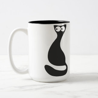 Schwarze Katzen-Silhouette Zweifarbige Tasse