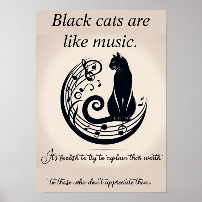 Schwarze Katzen sind wie Musikposter Poster (Vorne)