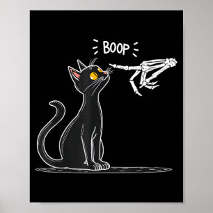 Schwarze Katzen-Skeletthand Boop Halloween Poster