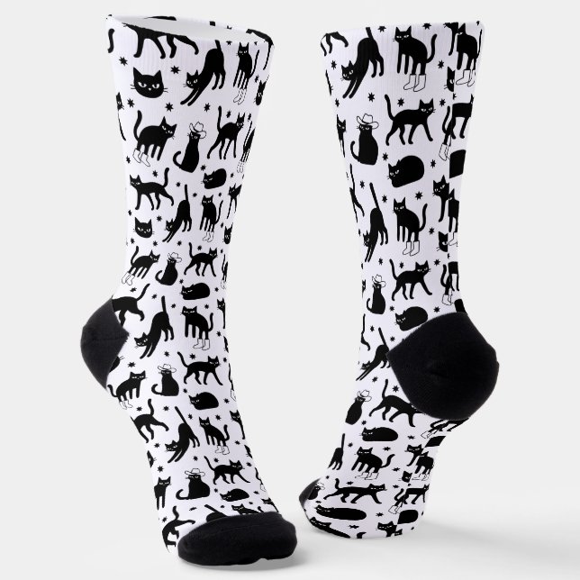 Schwarze Katzen Socken (Gewinkelt)