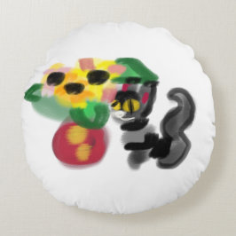 Schwarze Katzen-Sonnenblumen  Rundes Kissen