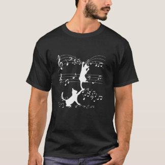 Schwarze Katzen spielen mit Musiknote Cat Lover De T-Shirt