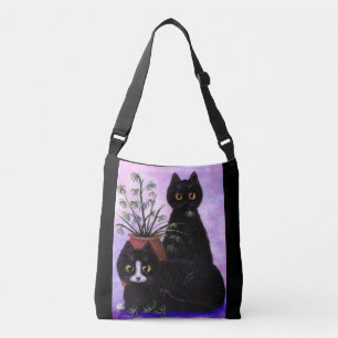 Schwarze Katzen-Spinnene Pflanze Tragetaschen Mit Langen Trägern