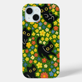 Schwarze Katzen | Süße schwarze Katzen Blumenwiese Case-Mate iPhone Hülle