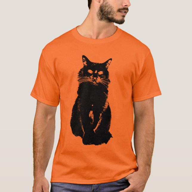 Schwarze Katzen-T - Shirt (Vorderseite)