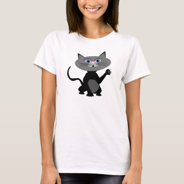 Schwarze Katzen-T-Shirt T-Shirt (Vorderseite)