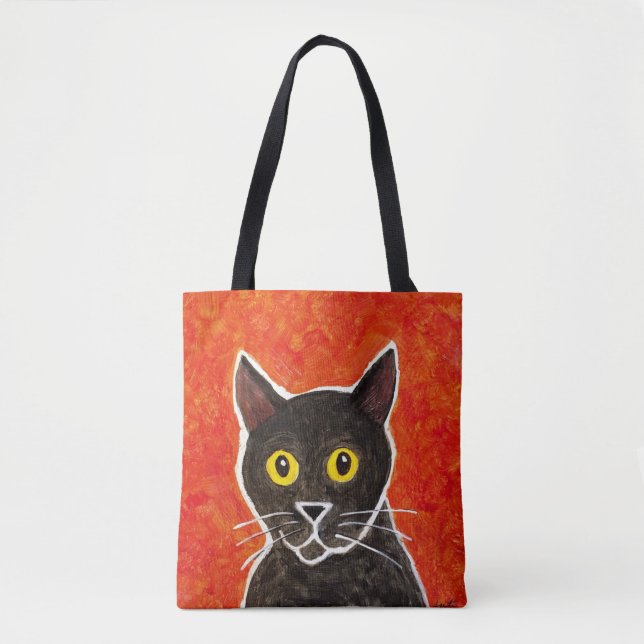 Schwarze Katzen-Taschen-Tasche (Vorderseite)