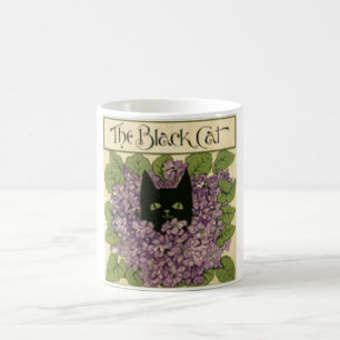 Schwarze Katzen-Tasse, 1898 Vintage schwarze Katze Tasse