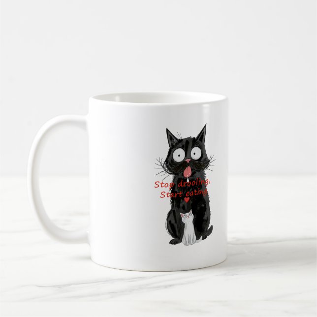 Schwarze Katzen-Tasse Kaffeetasse (Links)