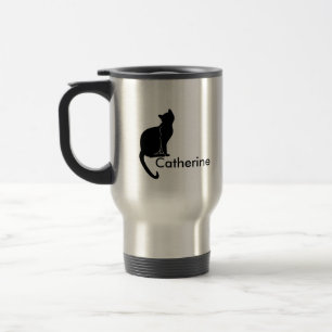 Schwarze Katzen-Tasse Reisebecher