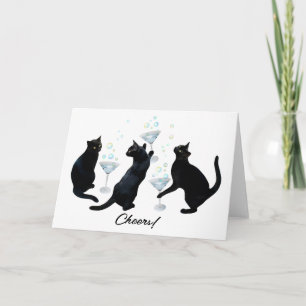 Schwarze Katzen trinken Martinis-Karte Feiertagskarte