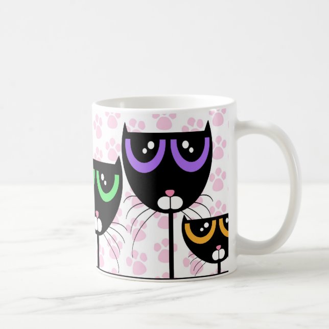 Schwarze Katzen u. Tatzen - TASSE (Rechts)
