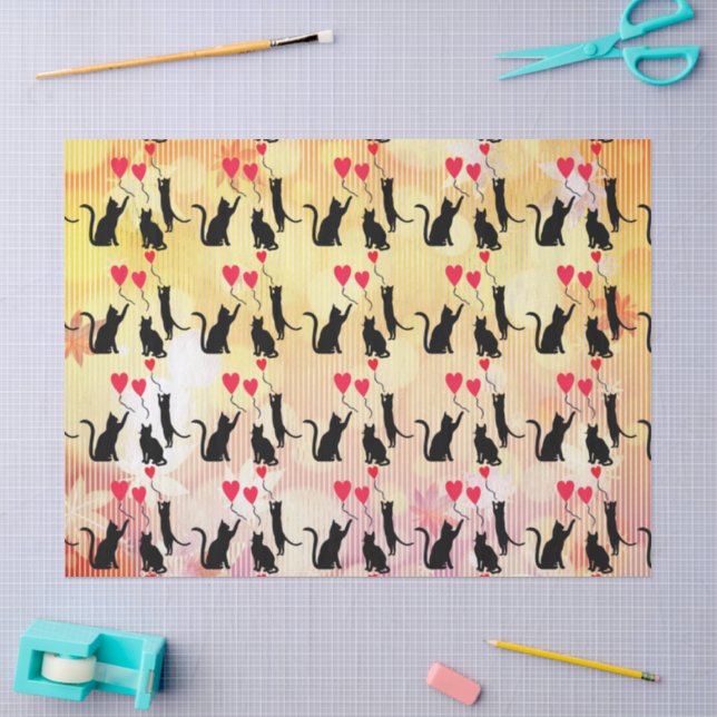 Schwarze Katzen und Ballons Seidenpapier (Basteln)