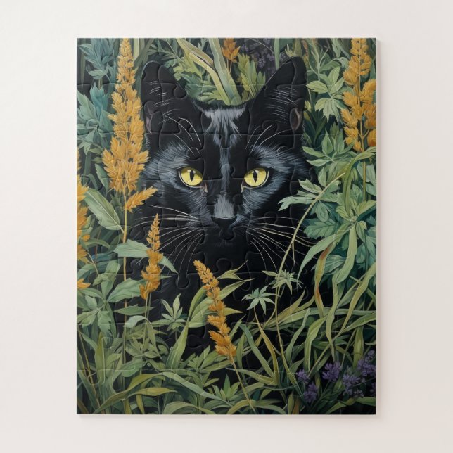 Schwarze Katzen und Blume Puzzle (Vertikal)