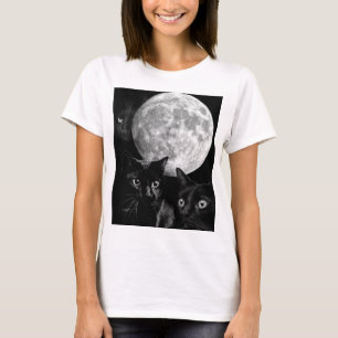 Schwarze Katzen und der Mond T-Shirt