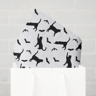 Schwarze Katzen und fliegende Fledermäuse Hallowee Seidenpapier