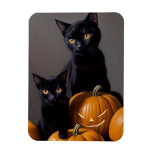 Schwarze Katzen und Kürbis Magnet