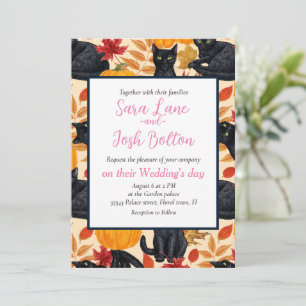 Schwarze Katzen und Kürbisse  Einladung